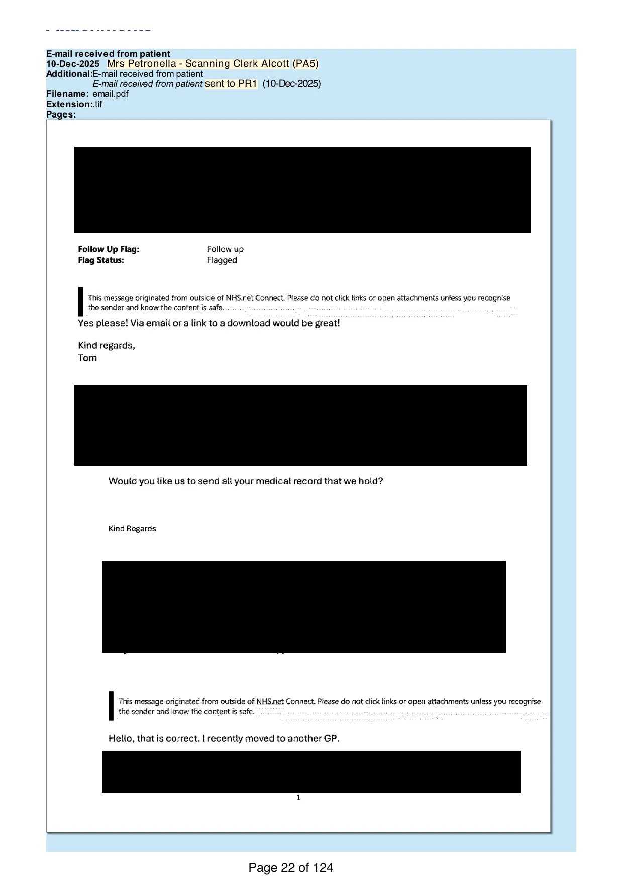 Page 22 of the record: The attachments section begins