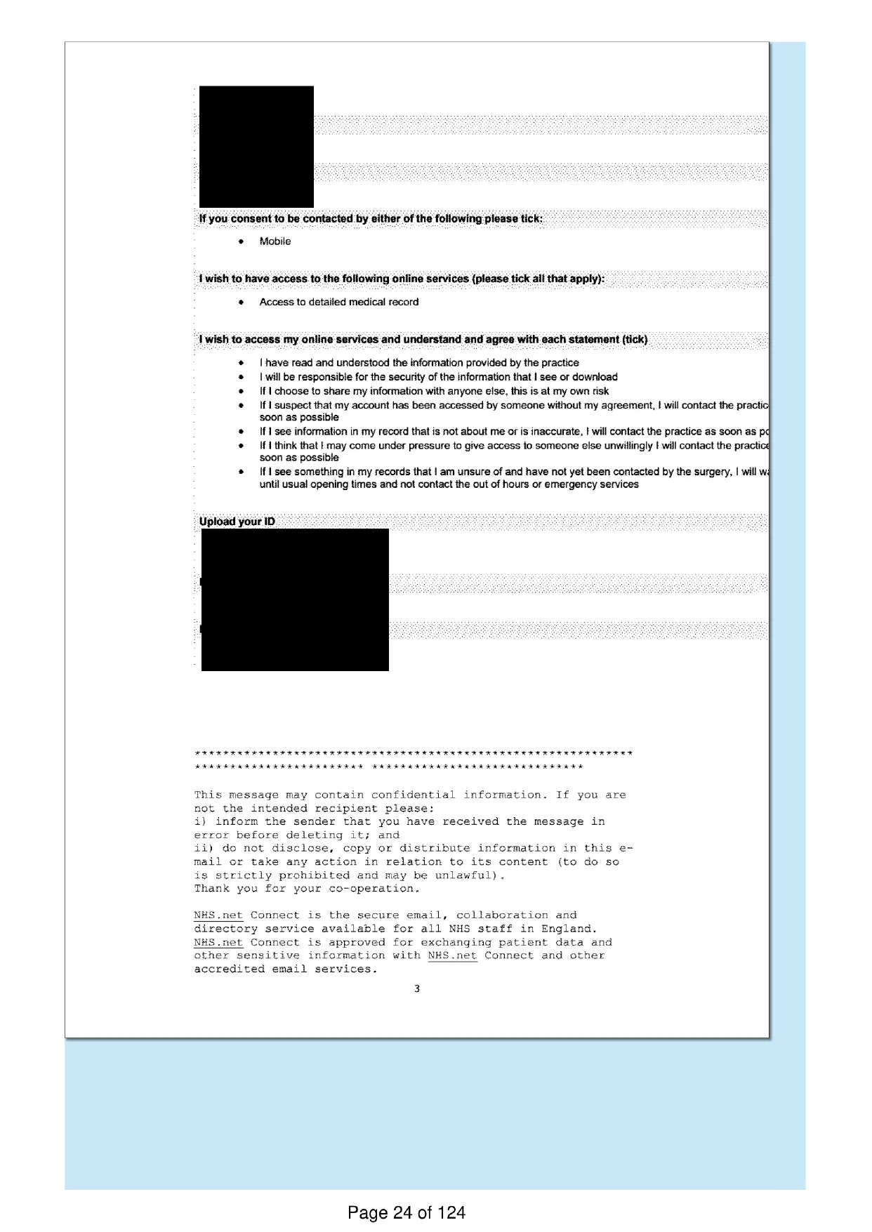 Page 24 of the record: An online services registration form