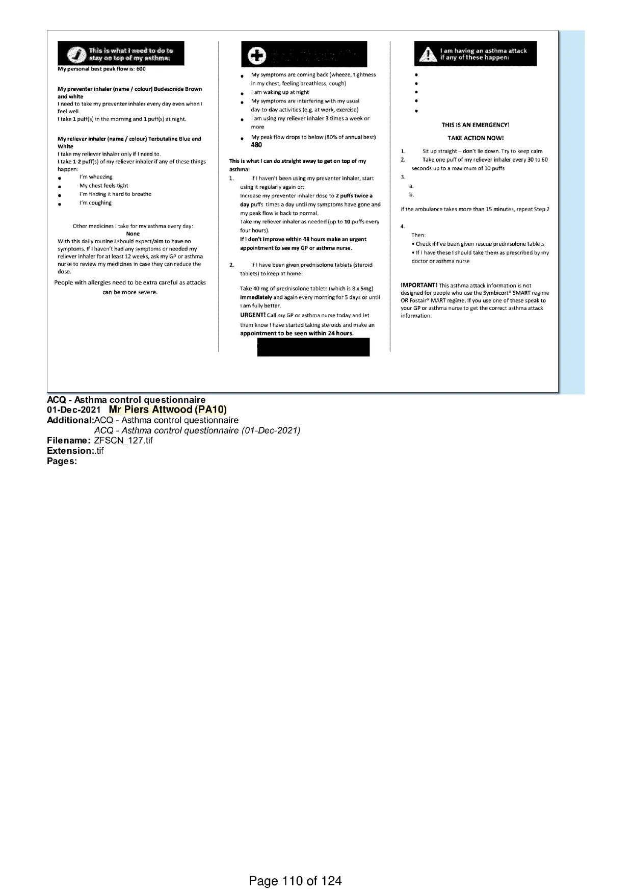 Page 110 of the record: The inside of the leaflet