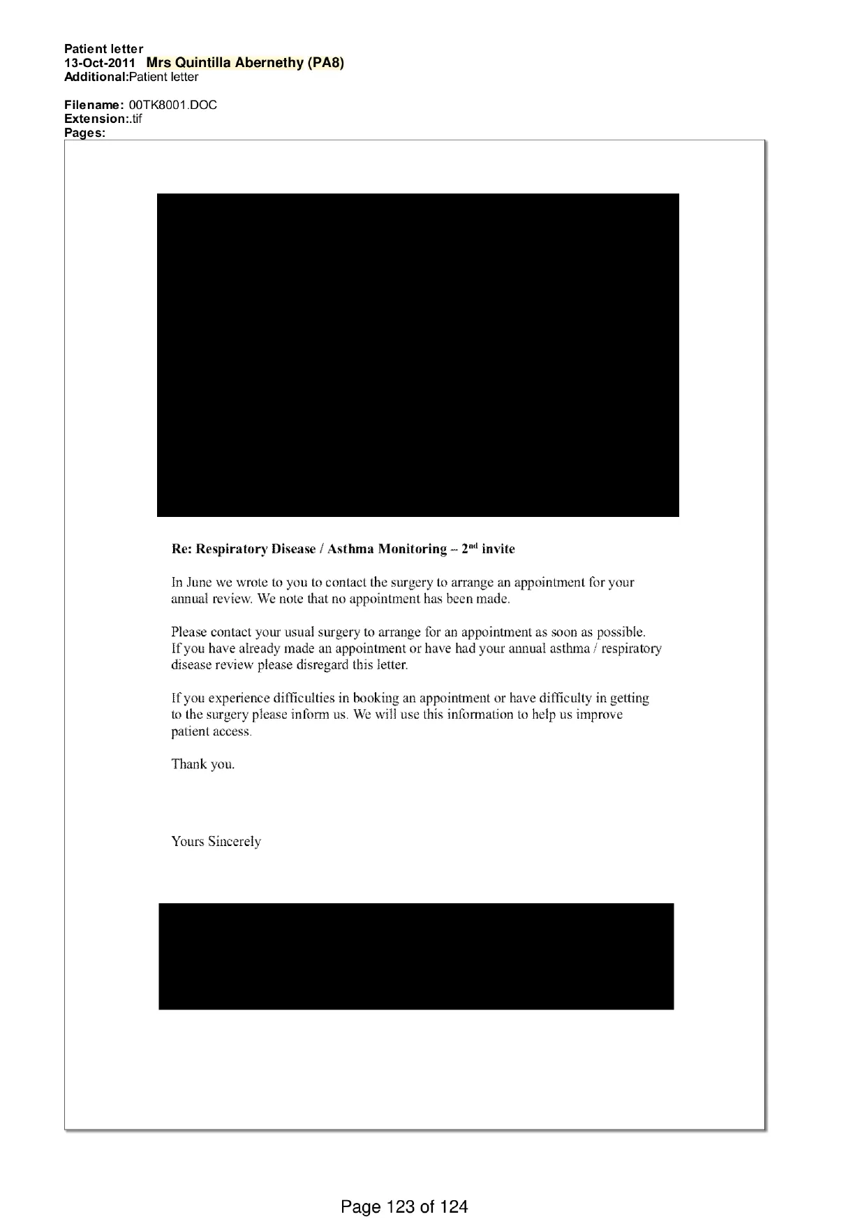 Page 123 of the record: A second annual review invitation, 2011